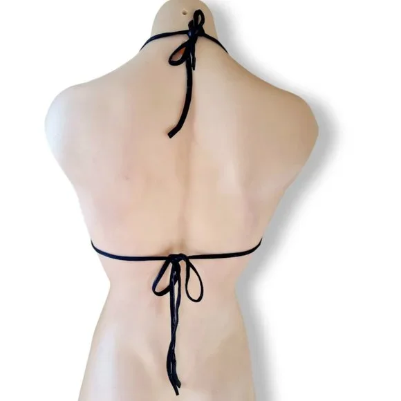 Metallic black wet-look triangle bralette + gathered tie hot pants Fits AU 6-10 - Picture 10 of 16